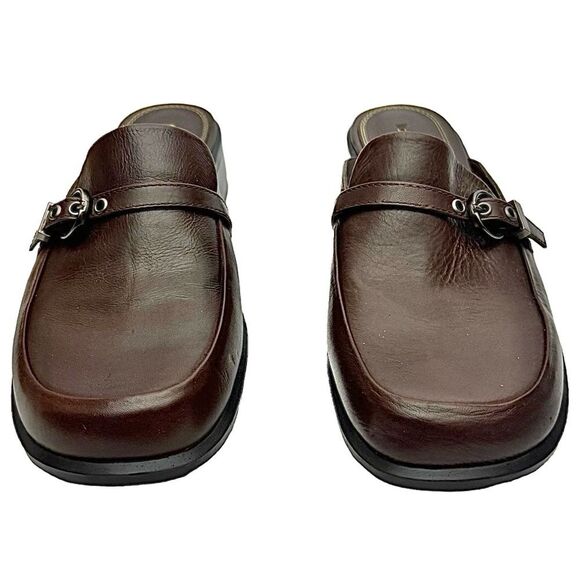 LIZ CLAIBORNE Flex Women's Brown Leather Slip On Mule, Closed Toe 9 Medium - Picture 4 of 11